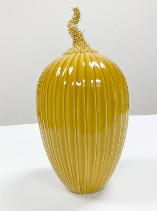 Imperial Yellow Tall Prickly Melon Vase
