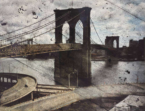Tent Camera Image on Ground: Rooftop View of the Brooklyn Bridge