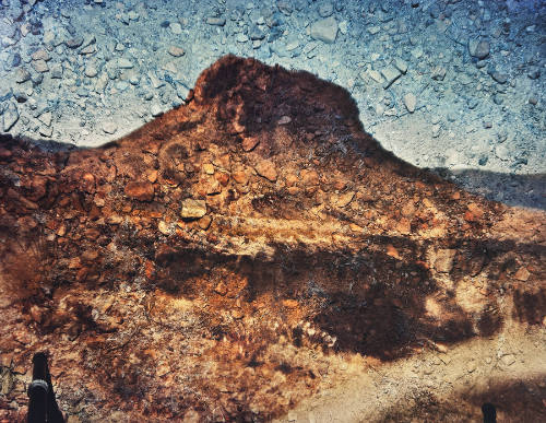 Tent-Camera Image on Ground: View of Cerro Castellan and Tuff Canyon, Big Bend National Park, Texas