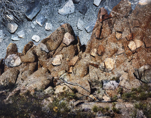Tent-Camera Image on Ground: Boulders near Live Oak, Joshua Tree National Park, California