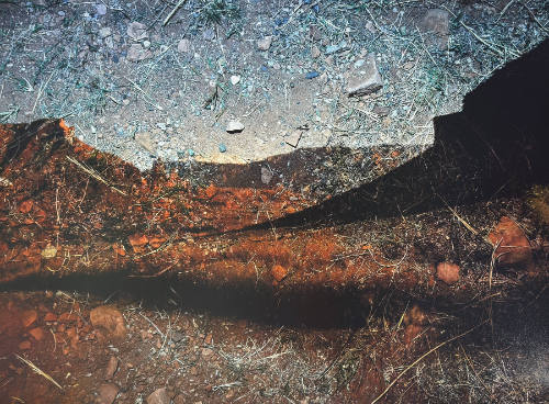 Tent-Camera Image on Ground: View of Fisher Towers and La Sal Mountains, Moab, Utah,