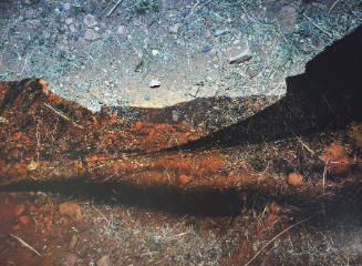 Tent-Camera Image on Ground: View of Fisher Towers and La Sal Mountains, Moab, Utah,