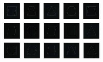 Six Geometric Figures, Superimposed in Pairs (White on Black) (Set of 15),2007.136.190SL