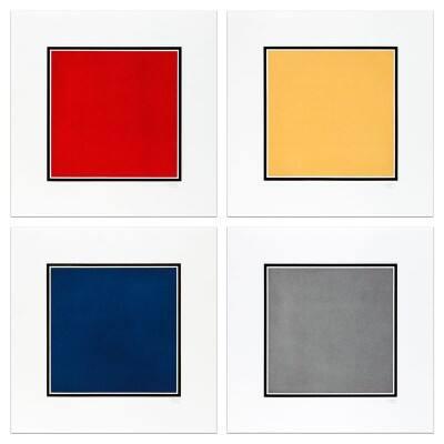 Red, Yellow, Blue & Grey Squares, Bordered by Black Bands (set of 4),2007.136.202SL