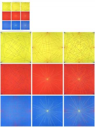 Lines in Color on Color to Points on a Grid (set of 10),2007.136.276.1-.10