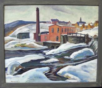 Untitled (Red Mill On The River In Snow)