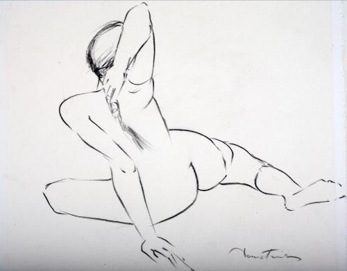 [Figure Seated, Hair in Braid, Rear View]