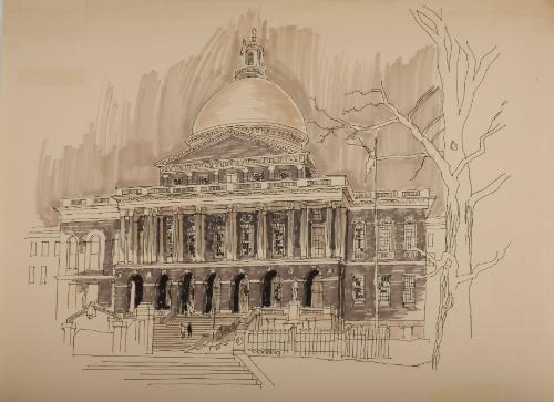 Welling,Richard,BostonStateHouse,TonalDrawing
