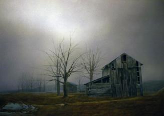 Cromwell Barn in Mist