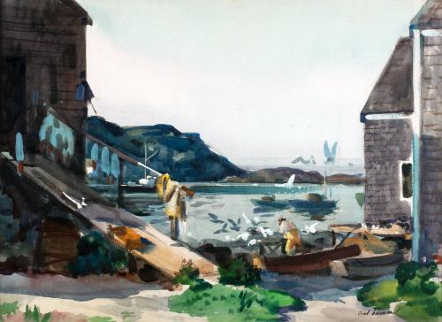 Broemel,Carl,[Fishermen Rendering Fish, Menemsha