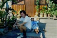 Keith Miller, foreground, Chanf Fee Ming lying down, in Yellow House, Pulau Duyong, Malasia