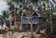 Awi's House, Pulau Duyong, watercolour