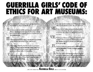Guerrilla Girls' Code of Ethics for Art Museums