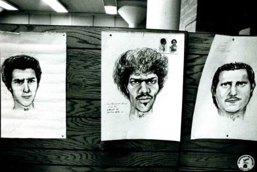 Composite drawings of possible suspects at Task Force Headquarters, Atlanta, Georgia