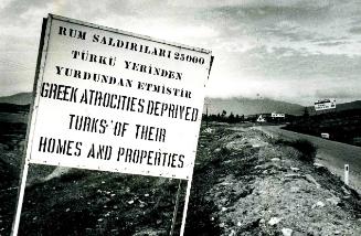 Some lonely propaganda on the Turkish side of Nicosia, Feb 14, 1975, Turkey
