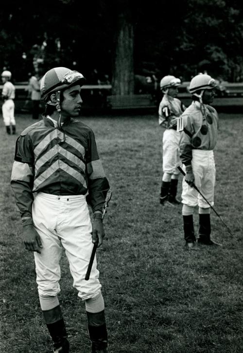 Jockeys in the Paddock, Saratoga Racecourse, Saratoga Springs, New York