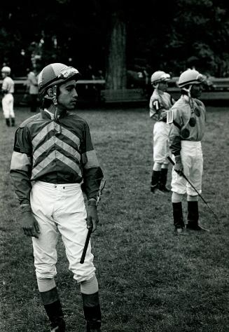 Jockeys in the Paddock, Saratoga Racecourse, Saratoga Springs, New York
