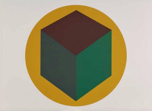 Centered Cube with a Yellow Circle