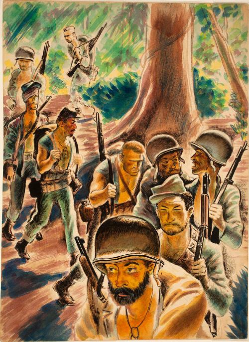 Combat Drawing (Soldiers in Woods)