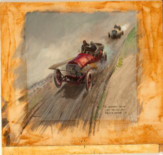 Study for painting The Duelists, Jenatzy (Mercedes) and Lanci (Fiat) Vanderbilt Cup Race, L.I., 1906